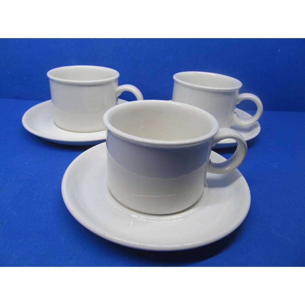 Midwinter Stonehenge Set Of 3 White Cups With Saucers VGC Wedgwood Group